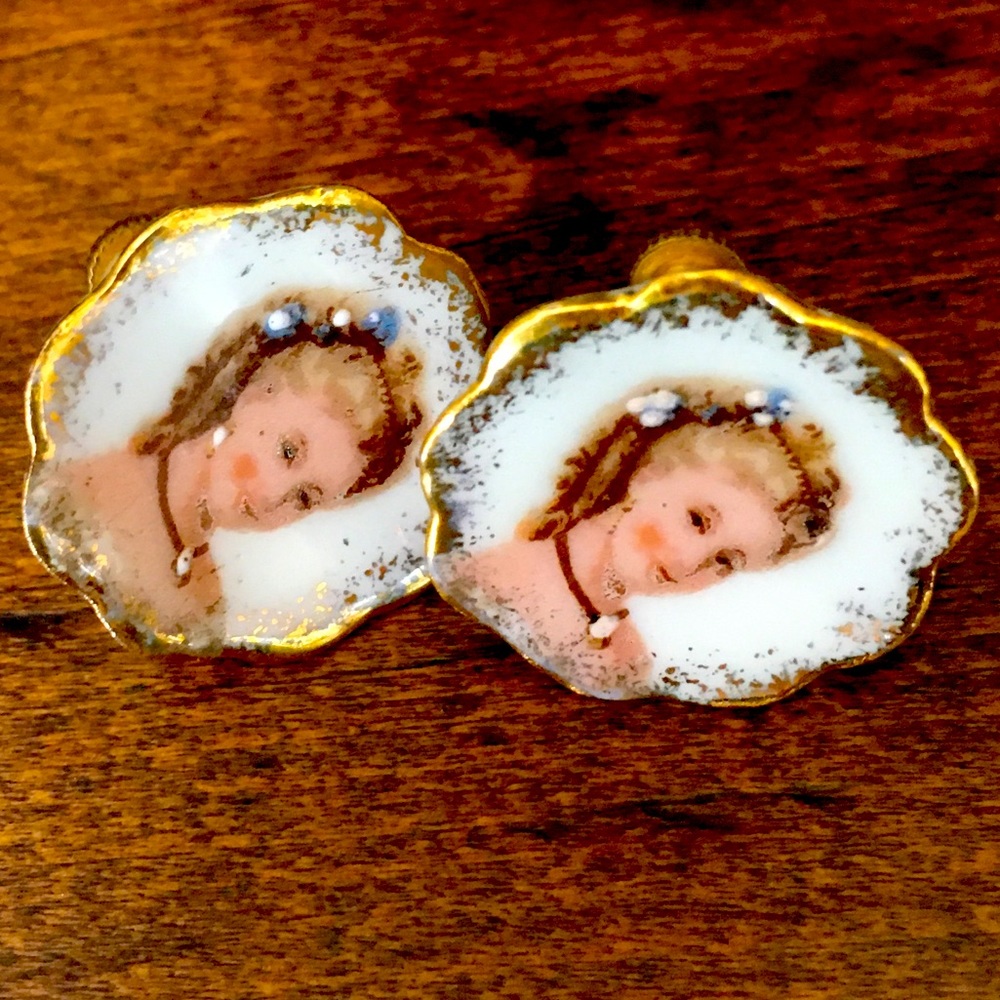 Vintage Limoges France Porcelain earrings